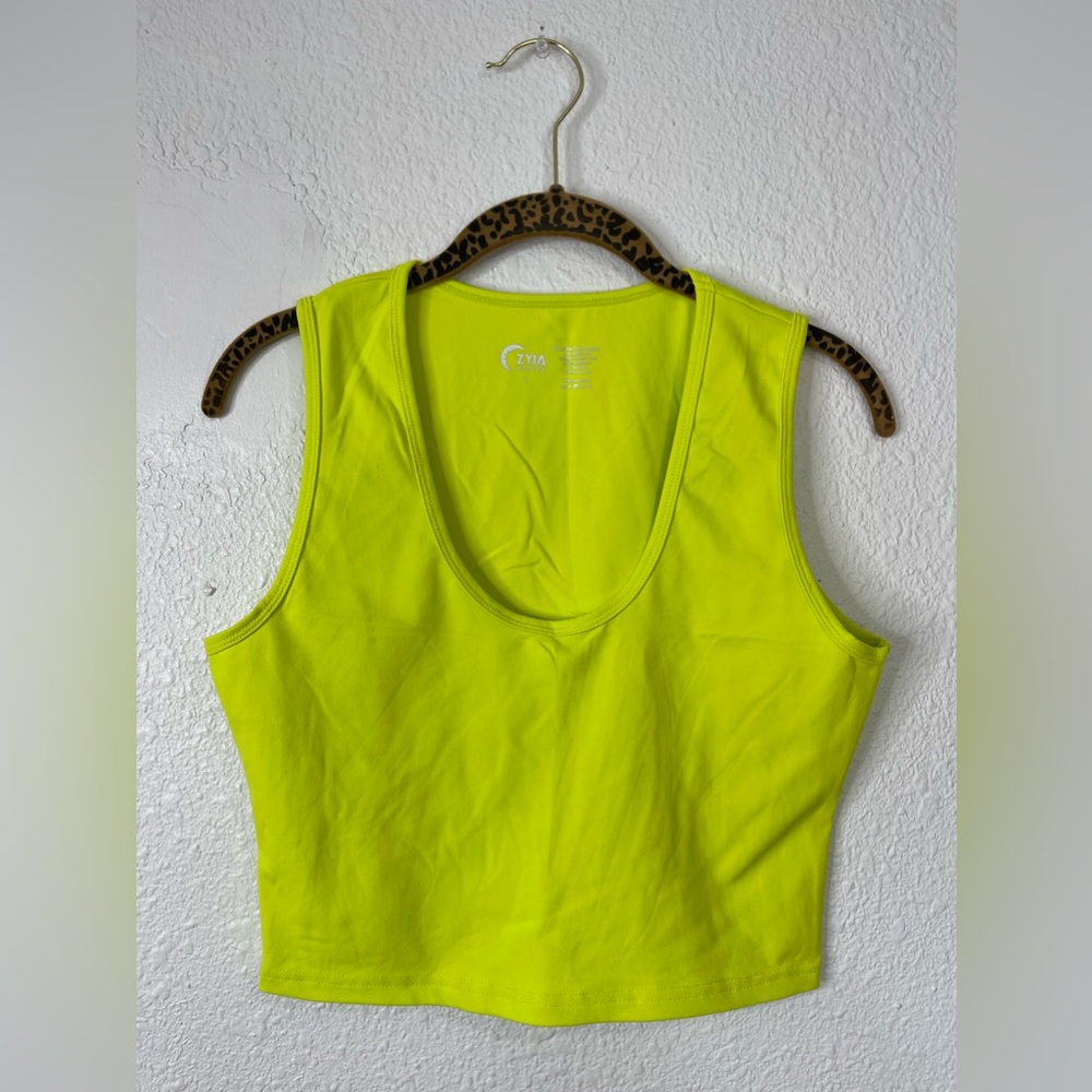 ZYIA Neon Lime Stronger Crop Tank Size Large